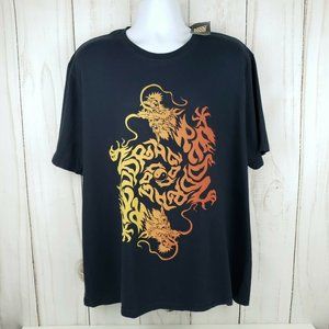 Lucky Brand Tee Shirt Dragon - size XXL Blue & Ora
